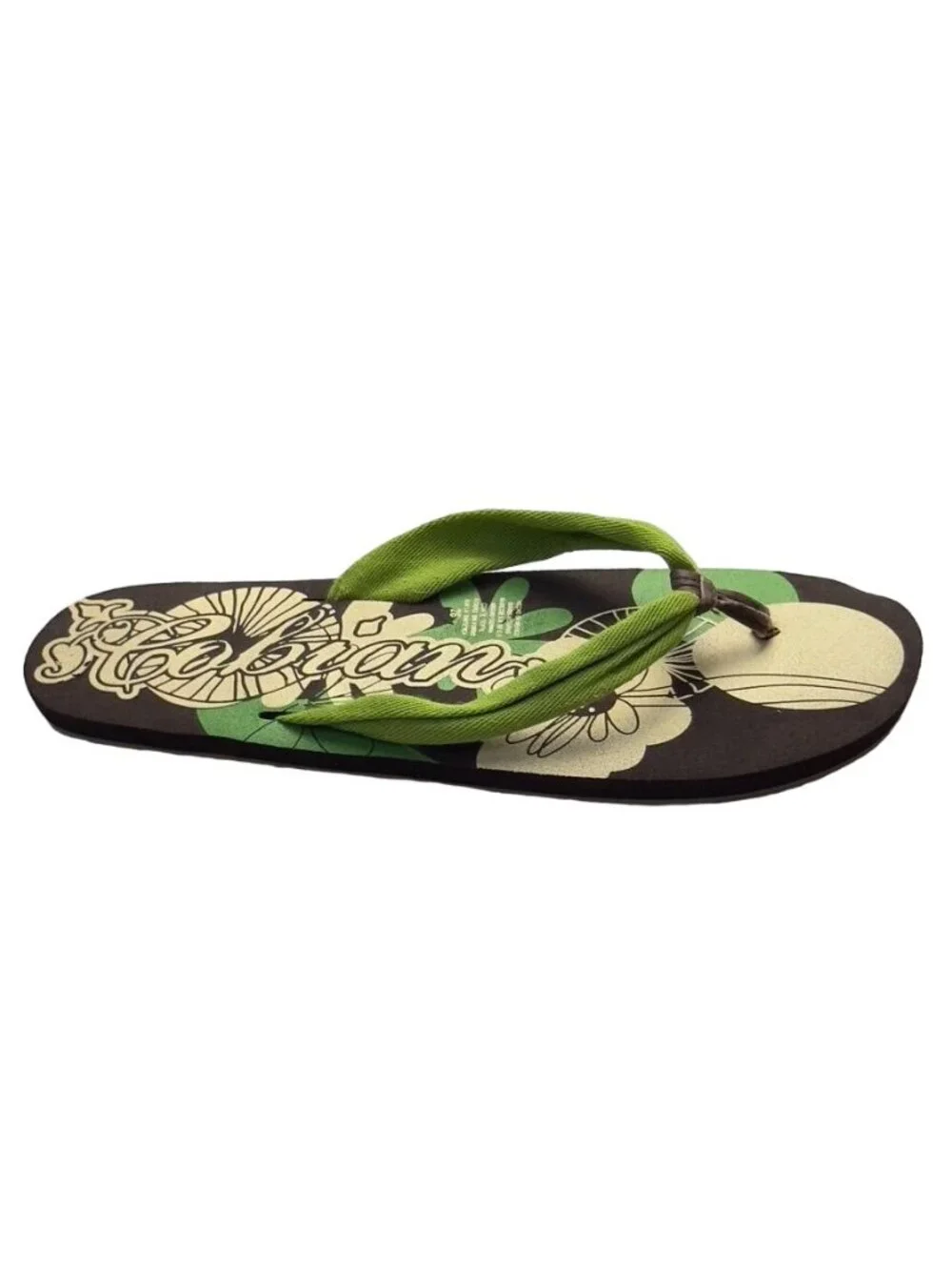 Women's Shoes COBIAN Flat Rubber Thongs Hawaiian Motif  Size 9 Hawaiian leisure
